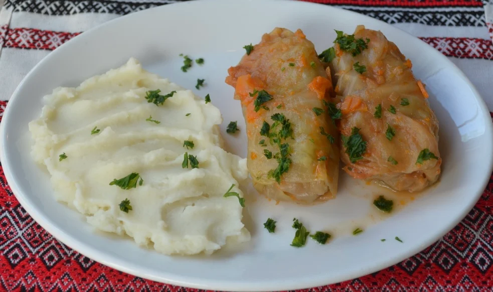 Holubtsi cabbage rolls at MLYN Ukrainian Restaurant in Winnipeg, MB