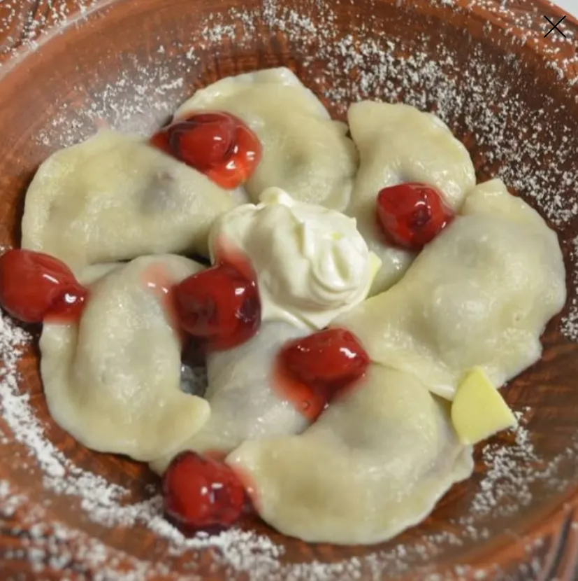 Handmade Varenyky perogies at MLYN Ukrainian Restaurant in Winnipeg, MB